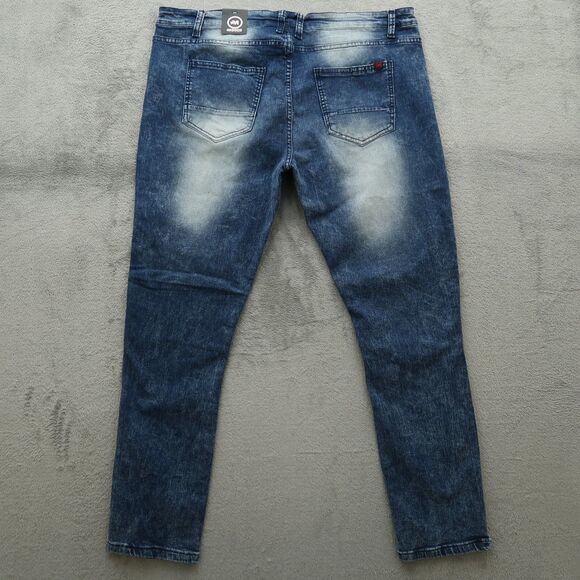 Mecca Moto Jeans Men's 40X32 Blue Stretch Fit Denim Zip Fly Acid Wash New NWT - Picture 7 of 13